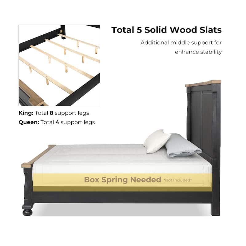 Furniture of America Lucan Americana Farmhouse Black Solid Wood Panel Bed