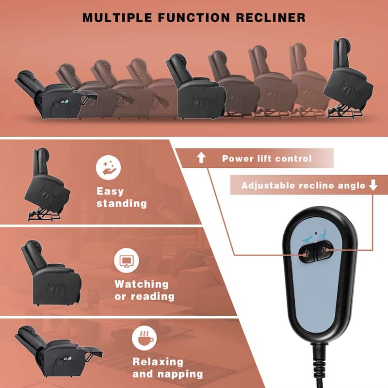 Homall Faux Leather Power Lift Recliner Chair with Massage and Heat