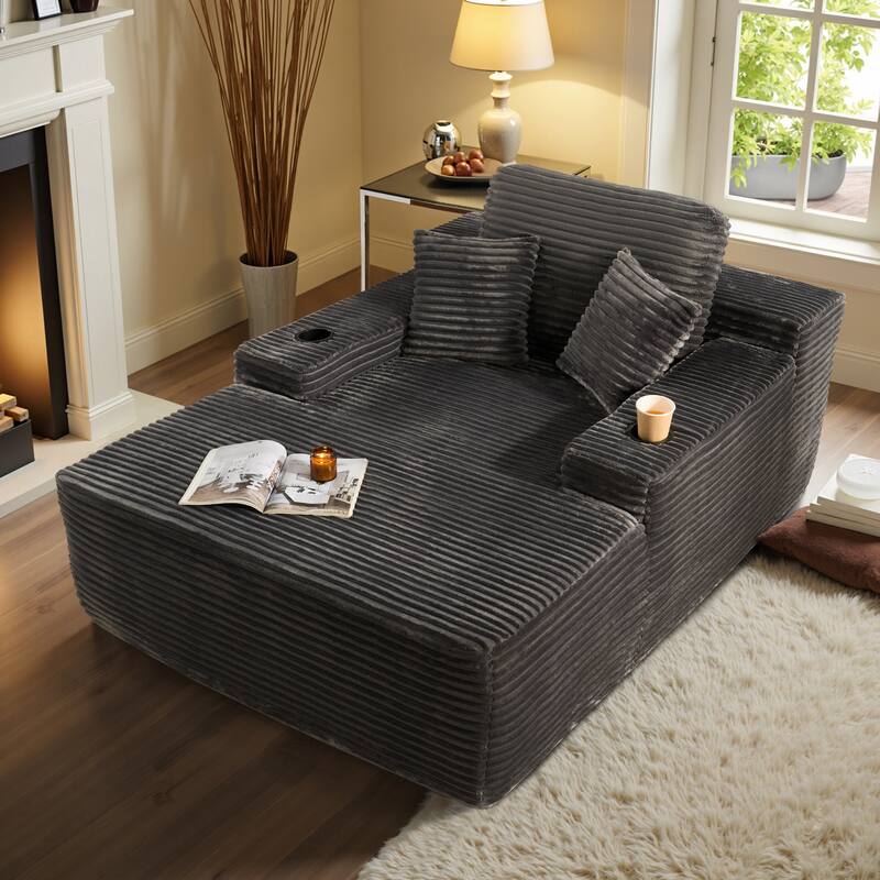 OVIOS Plush Convertible Floor Lounge Sofa with Cup Holder