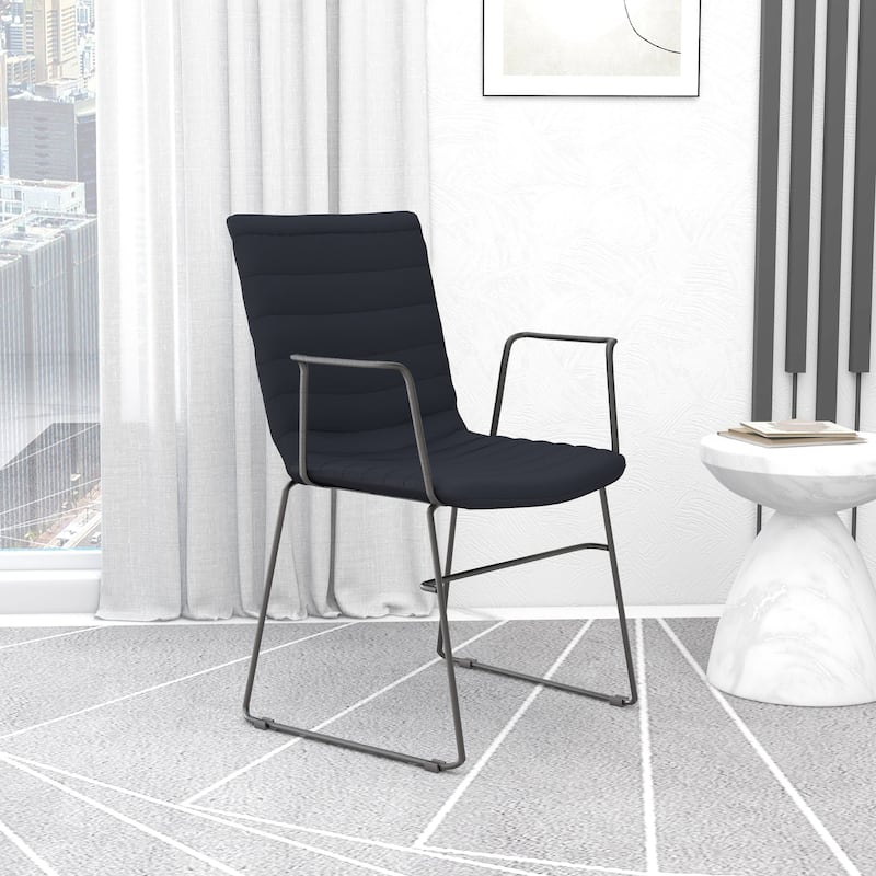 Zylar Ergonomic Guest Chair with Leather, Stainless Steel Base, High-Density Foam, Modern Design for Office or Waiting Room