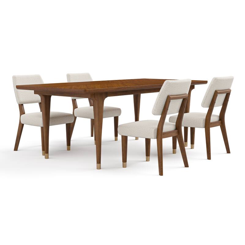 Furniture of America Forma Mid-Century Modern 5-Piece Walnut Solid Wood Dining Table Set