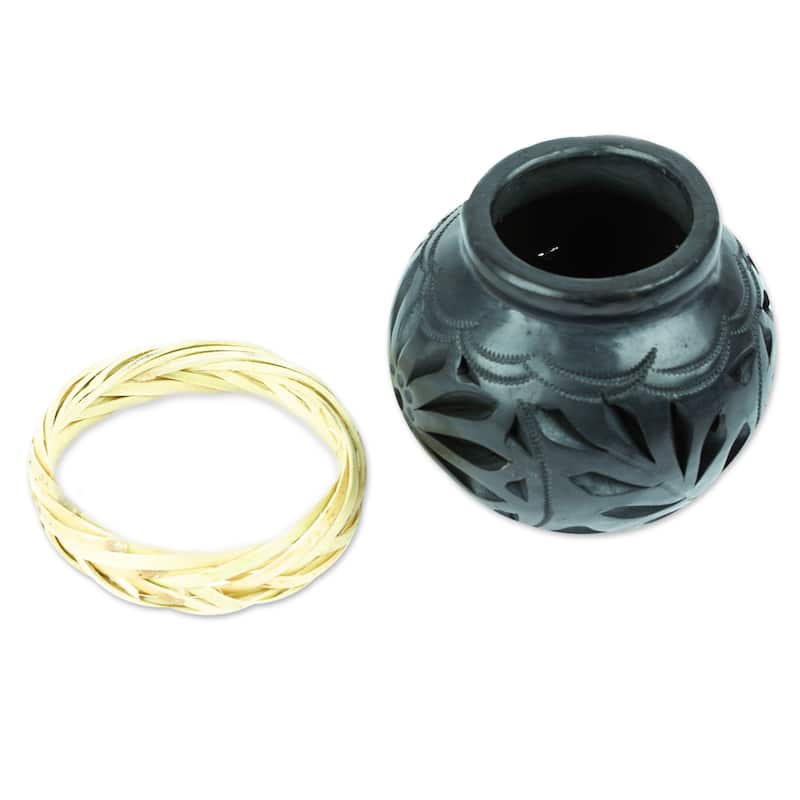 Novica Handmade Oaxaca Pottery Blossom Barro Negro Decorative Vase