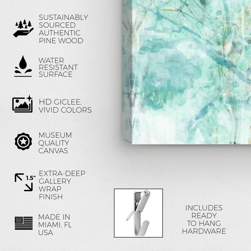 Wynwood Studio Canvas Abstract Salseo Aqua Blue and Teal Modern & Contemporary Wall Art Canvas Print
