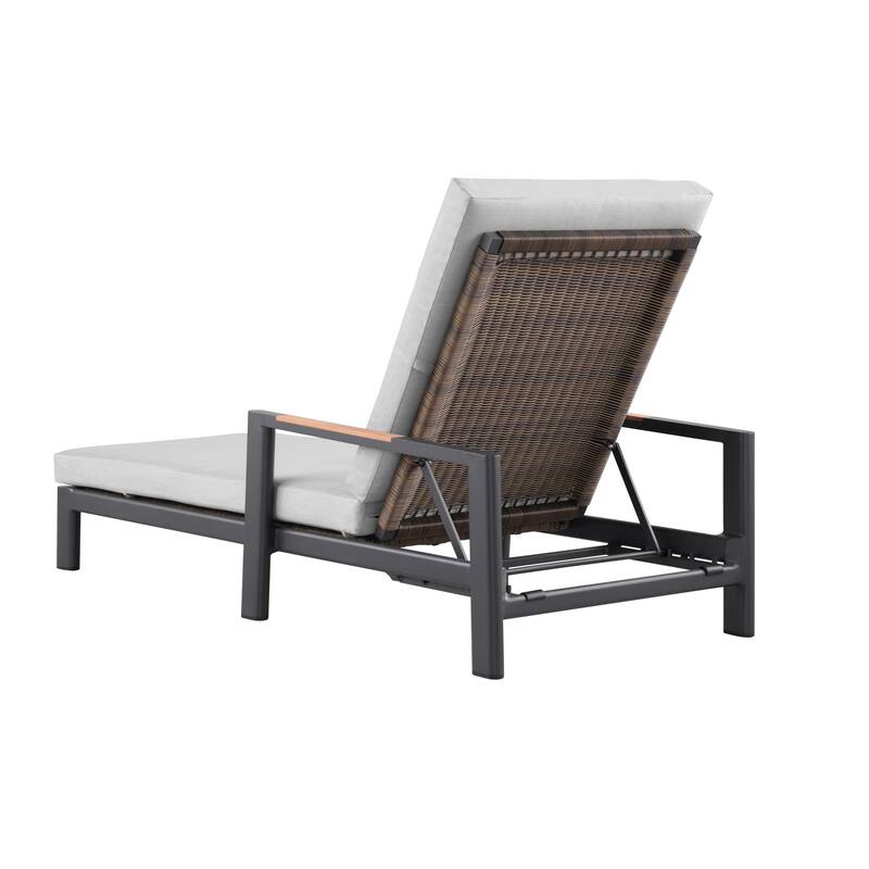 Arlo Teak & Wicker Aluminum Dual-Use Outdoor Chaise Lounge (Set of 2)