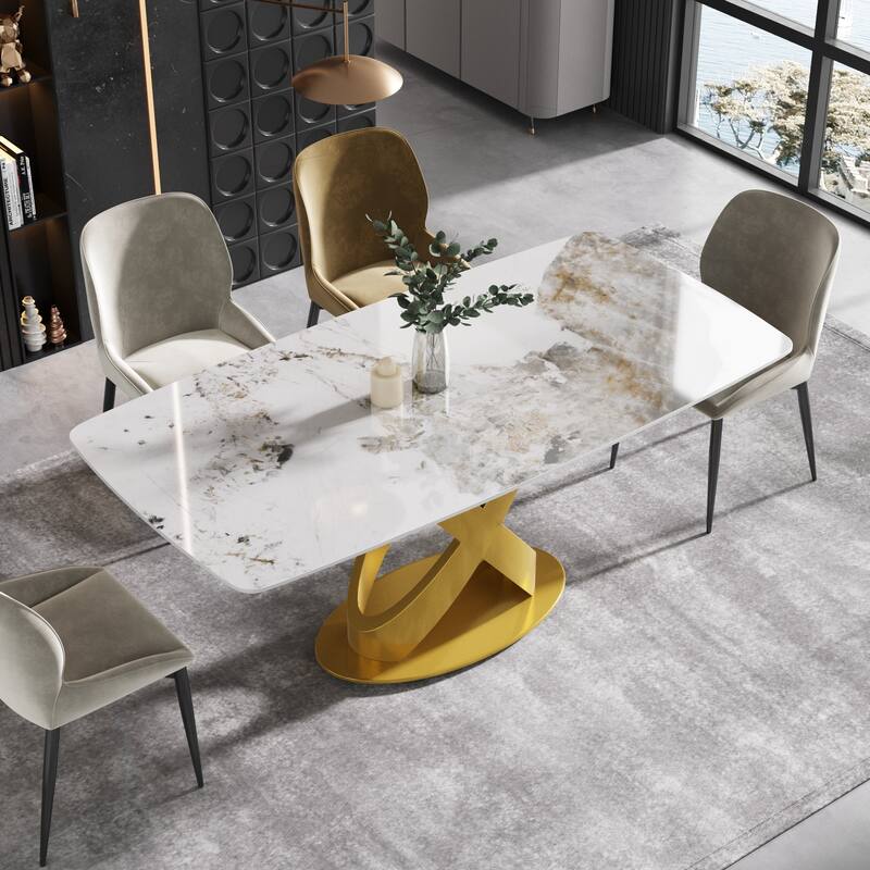 71'' Modern Rectangular Sintered Stone Dining Table for 8 - x-cross