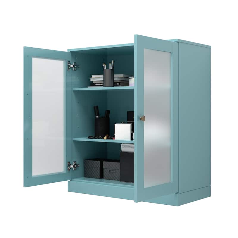 Palace Imports 100% Solid Wood TV Stand with Frosted Glass Doors for TVs up to 32"