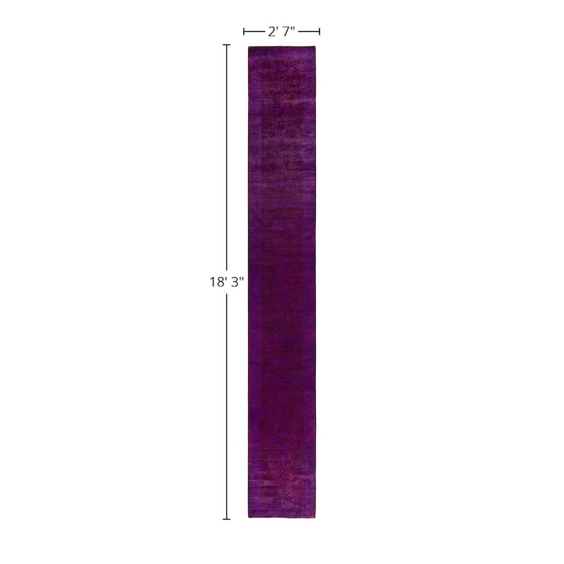 Overdyed One-of-a-Kind Hand-Knotted Area Rug - Purple - 2' 7" x 18' 3"