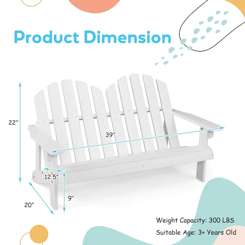 2-Person Outdoor Adirondack Chair with Slatted Seat - 22"x 20" x 35.5"