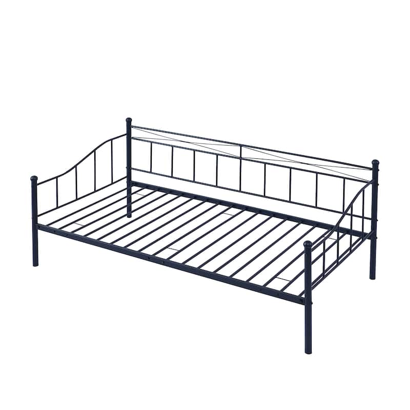 Twin Size Metal Daybed with Twin Size Adjustable Trundle, Guest Room ...