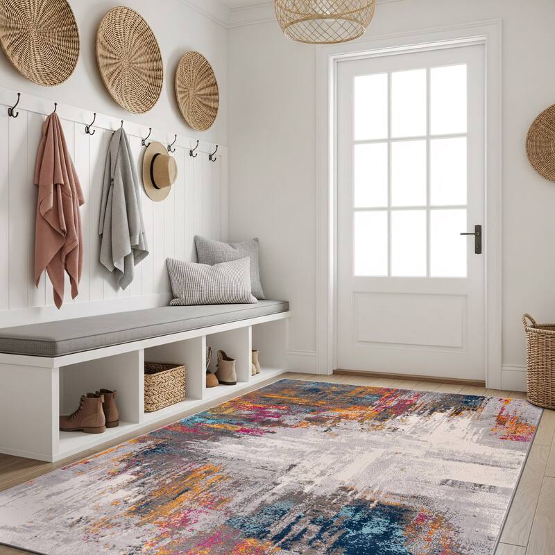 World Rug Gallery Bari Contemporary Abstract Art Area Rug