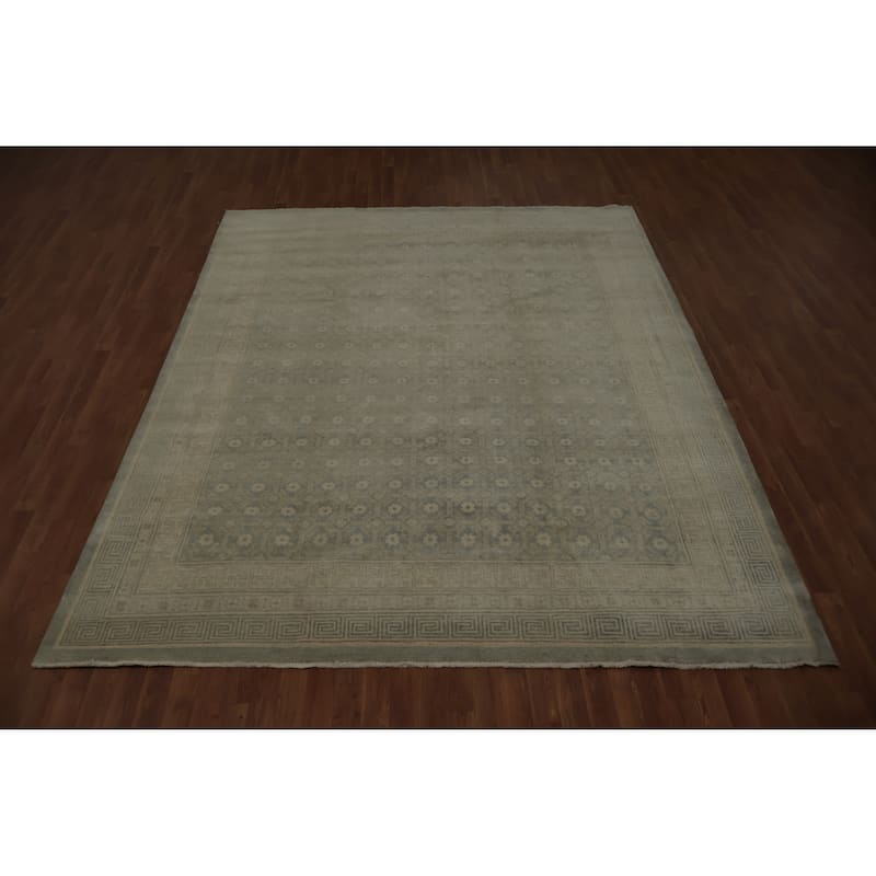 Hand Knotted Oriental 100% Wool Carpet Transitional All-Over Greys & Charcoal Khotan Area Rug - 10' 1'' X 8' 2''