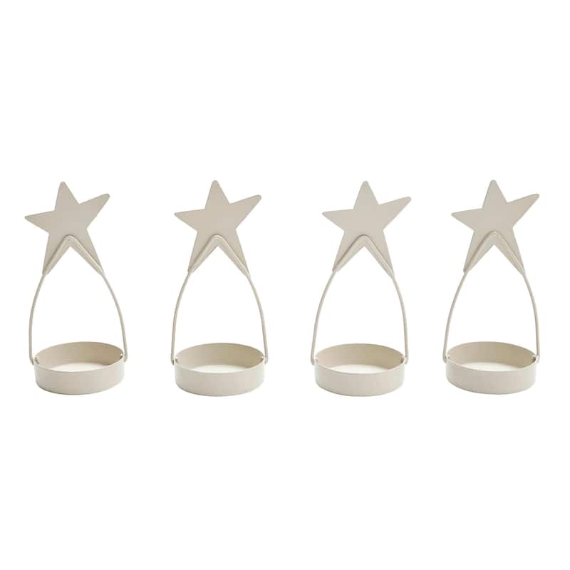 Star Tealight Holder Antique White Set of 4 4x1.75x1.75 - N/A