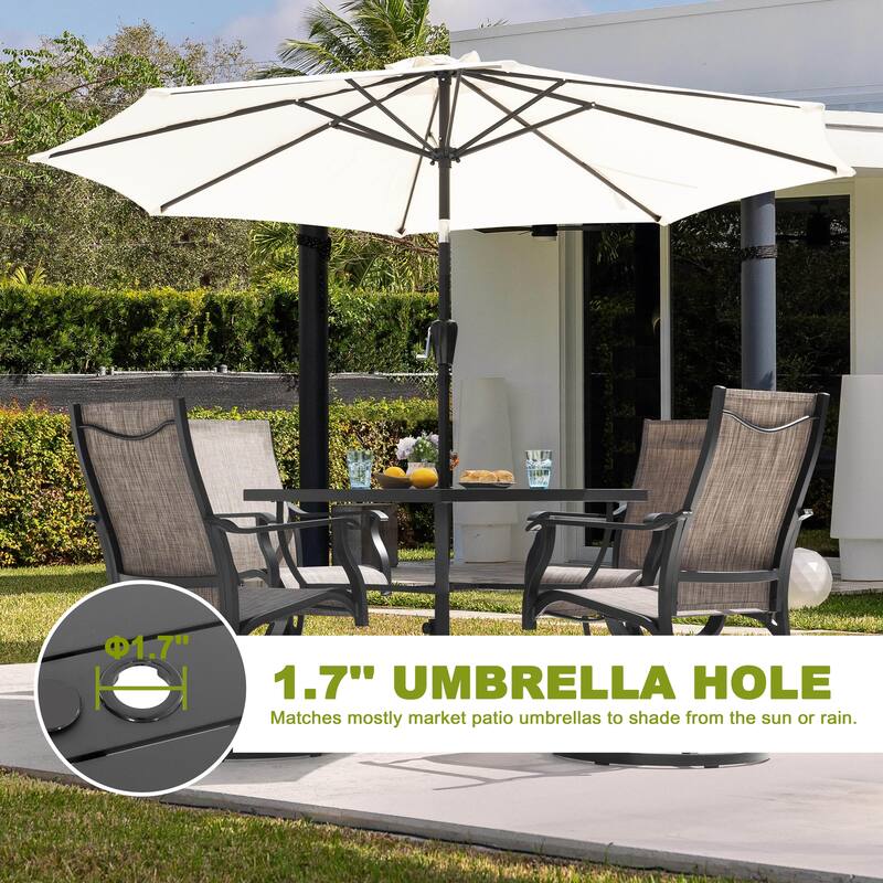 Patio 5-Piece Aluminum Dining Set with Textilene Swivel Chairs
