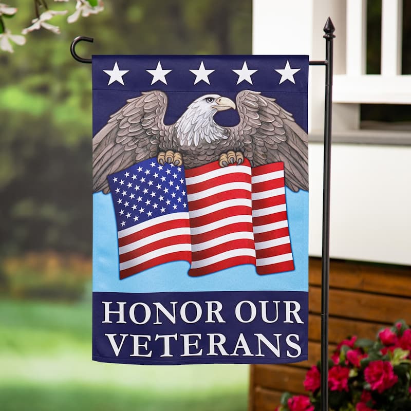 Honor Our Veterans Suede Garden Flag