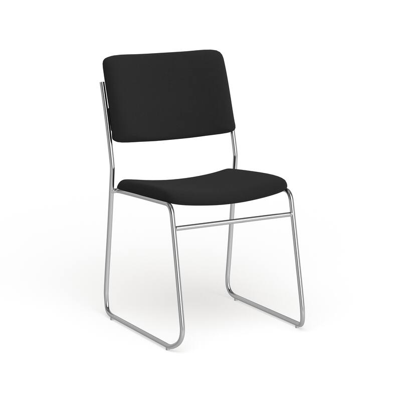 500 lb. Capacity High Density Stacking Chair with Sled Base - Black Fabric/Black Frame