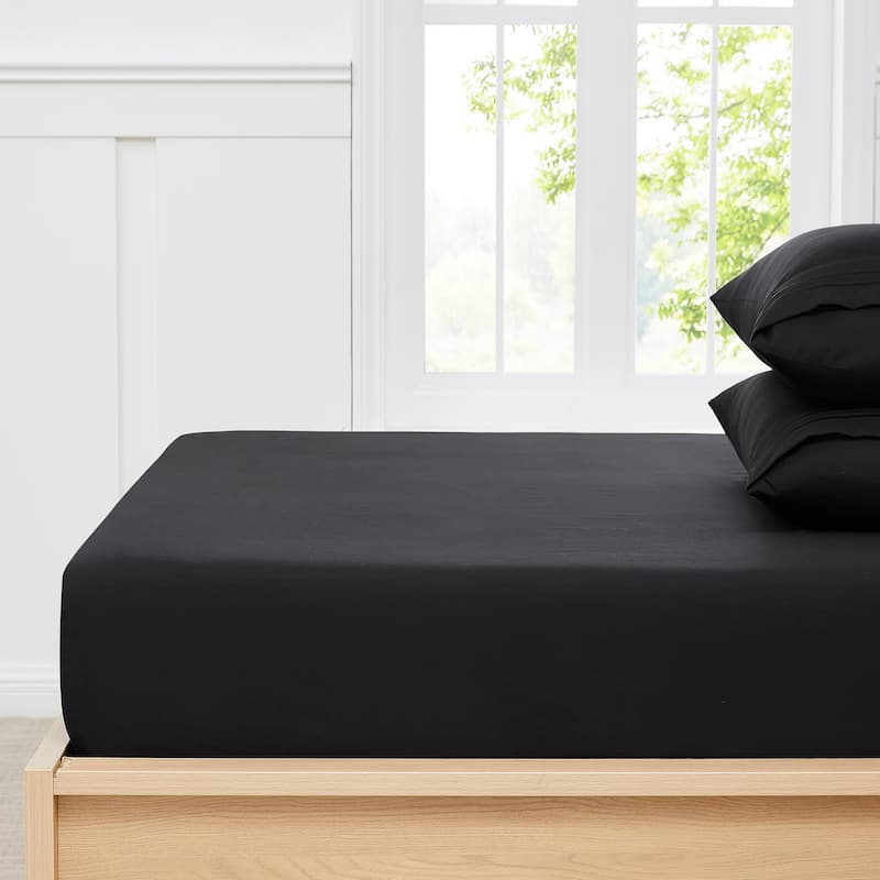 Sweet Home Collection 1500 Series Microfiber Fitted Sheet - Black - Twin