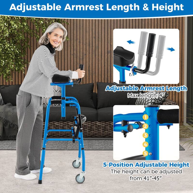 Costway Versatile Rolling Walker All Terrain Stand-Assist Walker with - See Details