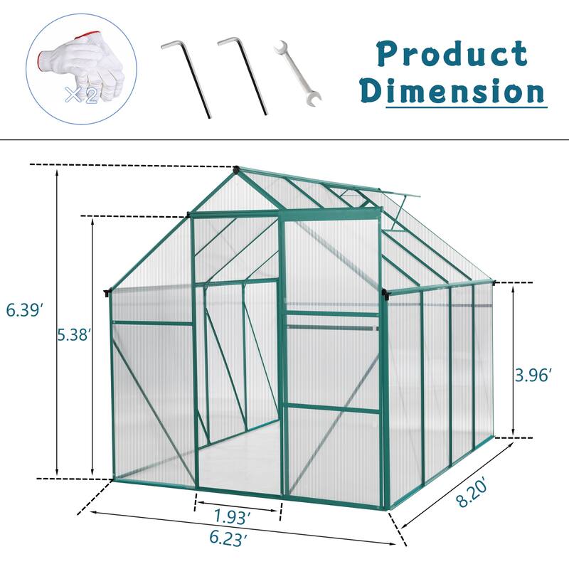GDF Studio - Camley Outdoor Aluminum Greenhouse with Polycarbonate Panels and Ventilated Roof