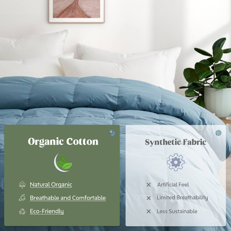 All Season 100% Organic Cotton Down Breathable Duvet Insert Medium Warmth Comforter