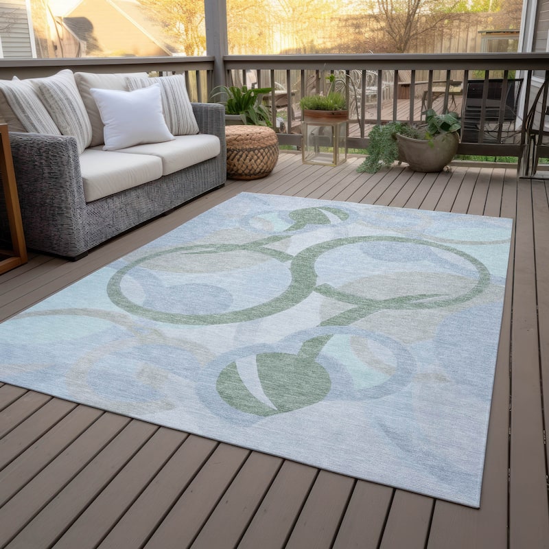 Machine Washable Indoor/Outdoor Contemporary Deco Chantille Rug