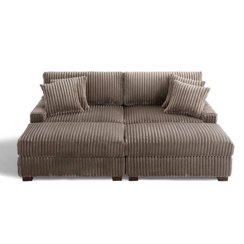 83.4" W Upholstered Sectional Modular Sofa with 2 Ottoman