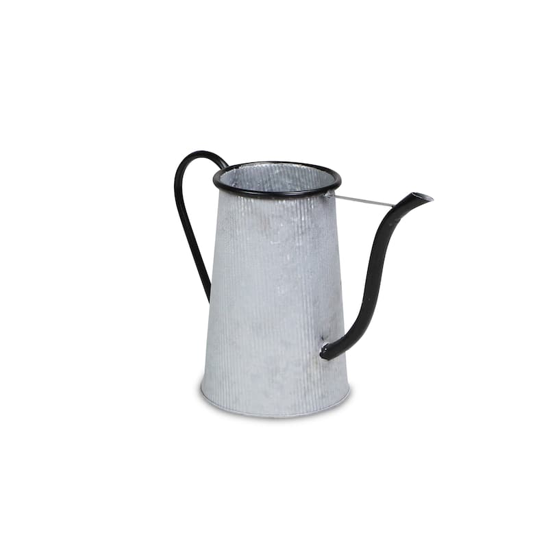 HomeRoots 10" Black And Gray Galvanized Metal Flowers And Garden Decorative Watering Can - 14.00 in. x 9.50 in. x 5.25 in.