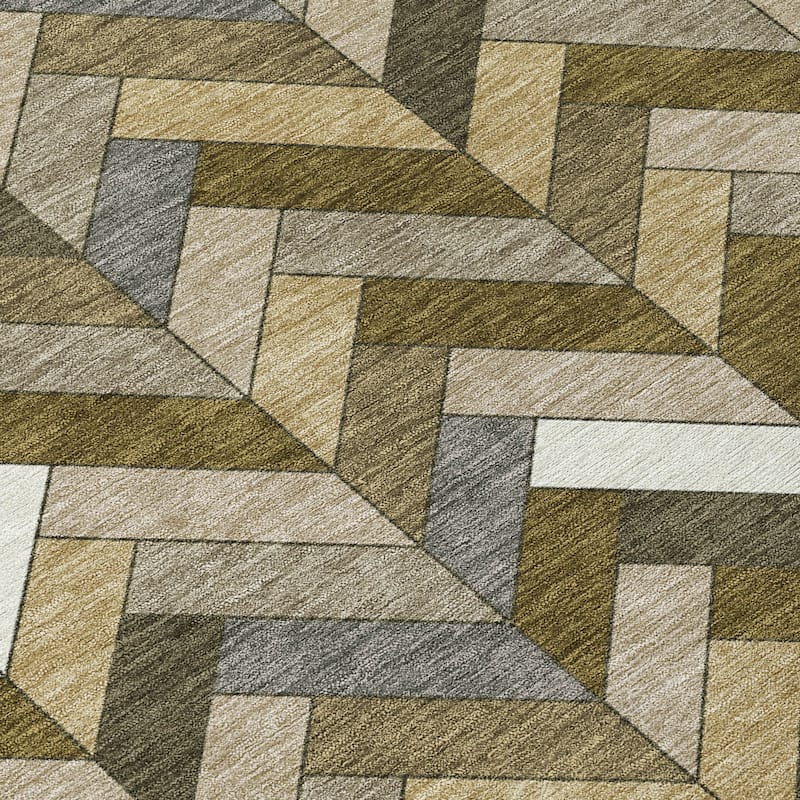 Machine Washable Indoor/ Outdoor Modern Chevron Chantille Rug