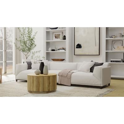 Solid Round Wooden Coffee Table - 30" - Brown