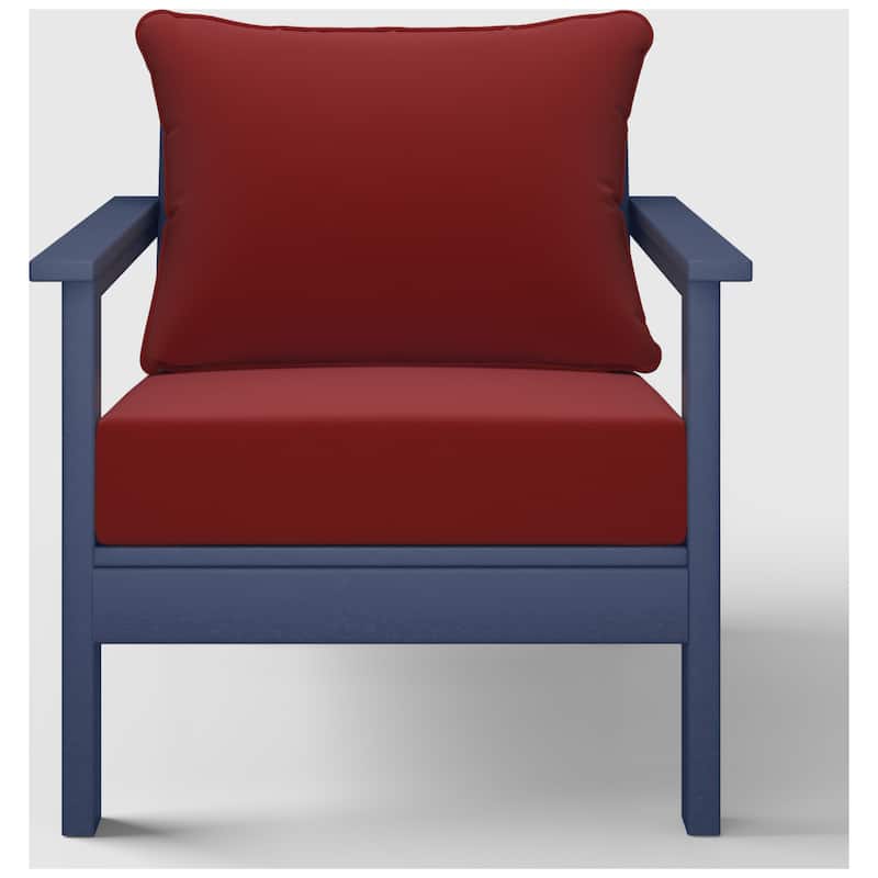 Birchwood All Weather HDPE Outdoor Patio Deep Seating Navy Blue Club Chair With Cushions (1-Piece)