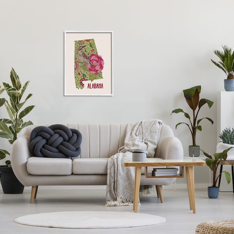 Stupell Intricate Alabama Camellia Flower Bird Detailed Pattern Framed Wall Art, Design by Valentina Harper