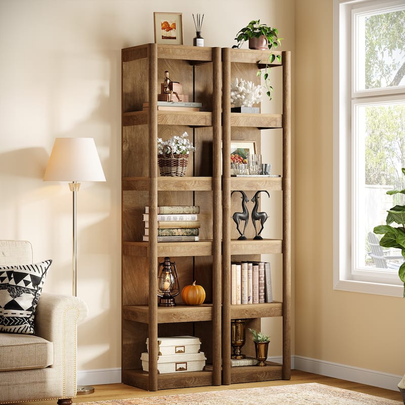 5-Tier Narrow Bookcase, 70.9" Tall Farmhouse Bookshelf