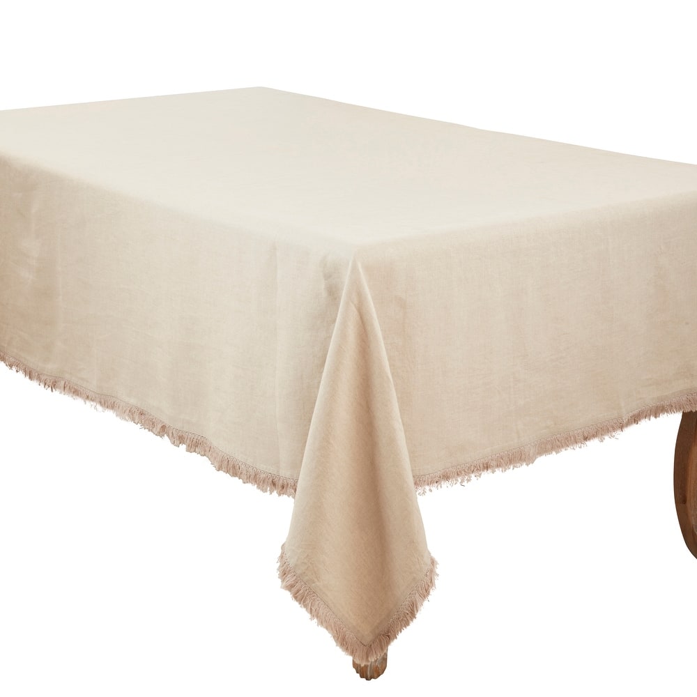 Stonewashed Linen Fringed Tablecloth