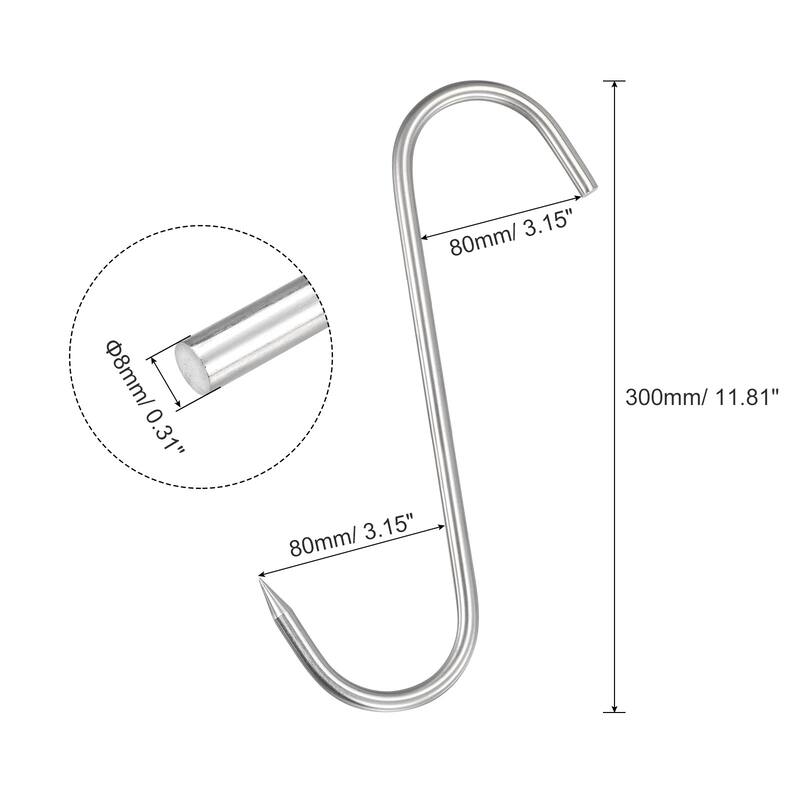 Meat Hooks, Stainless Steel S-Hook Meat Processing for Chicken Hanging - Silver Tone