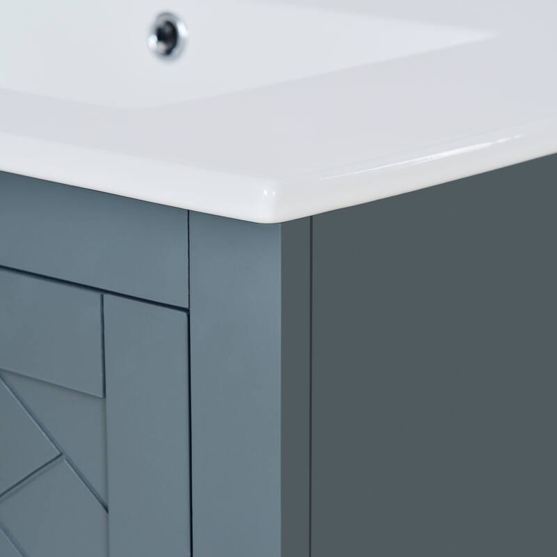 30" Modern Bathroom Vanity Combo with Ceramic Sink, Solid Wood Frame, 3 Drawers, Storage Cabinet