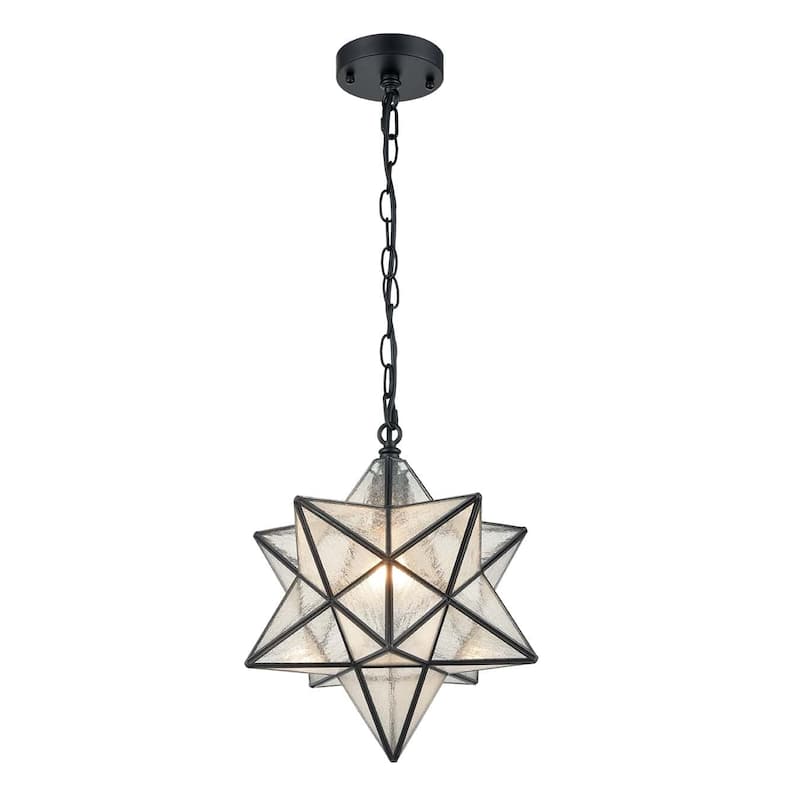 Sarzana Moravian Star Pendant Light 14-inch Seeded Glass Shade