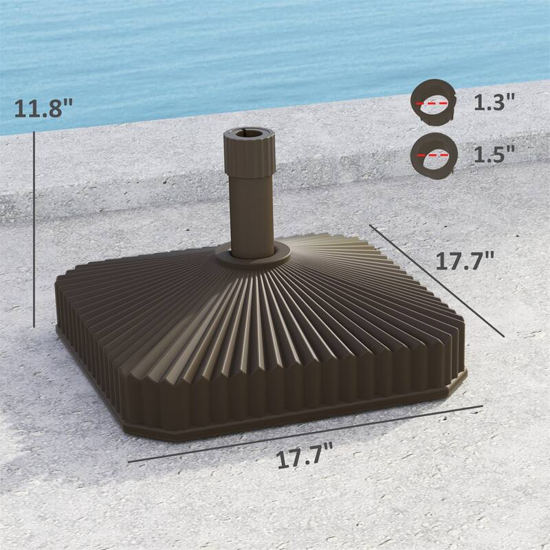HDPE Umbrella Base for Outdoor Garden Patio Poolside Fits 1.3 and 1.5 Inch Poles Supports Umbrellas Up to 7.2 Feet Brown