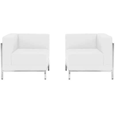 LeatherSoft 2 Piece Modular Corner Chair Set with Taut Back and Seat - 28.5"W x 28.5"D x 27.5"H - 28.5"W x 28.5"D x 27.5"H