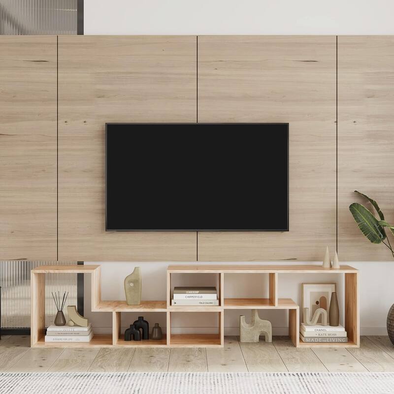 Mieres Modern Entertainment Center with Open Storage Shelves, TV Console Stand - n/a