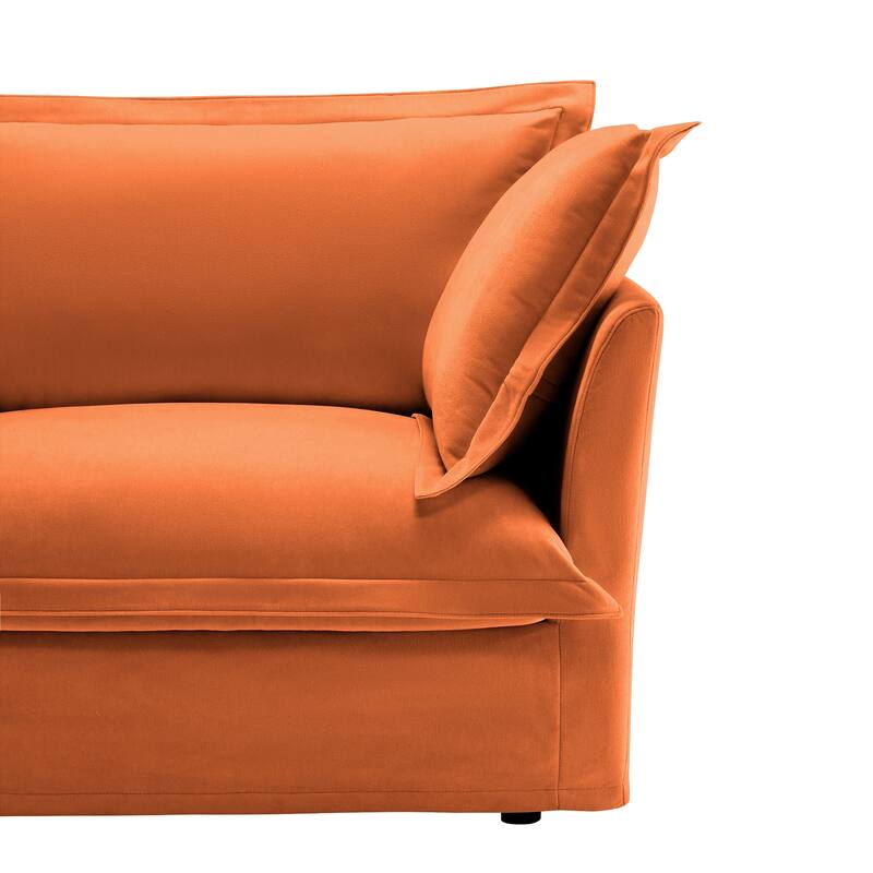 Armless Orange Sofa in Chenille Material