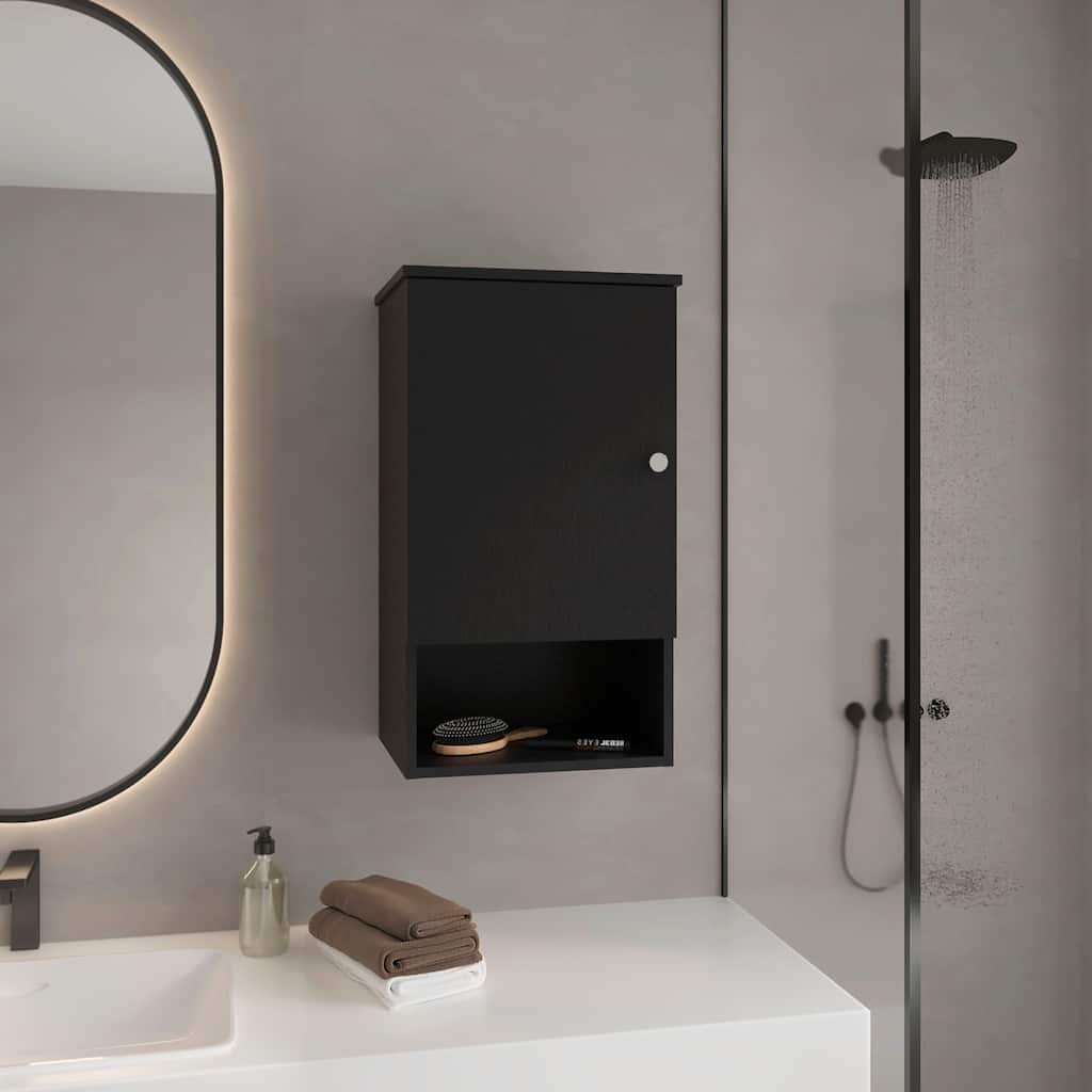 Medicine Cabinet with 1 Door, 3 Shelves for Bathroom Storage, Space-Saving, Durable Manufactured Wood