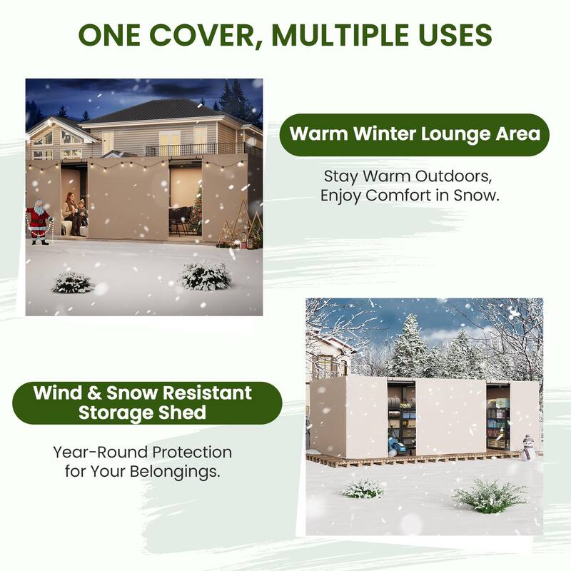EROMMY Waterproof Pergola Winter Cover with Sidewalls, Mesh Windows and Roll-Up Door, All-Season Weather Enclosure