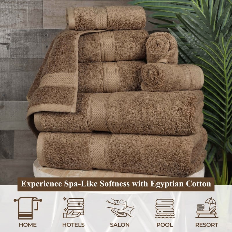 Superior Luxury Egyptian Cotton Bath Towel Set of 4 Ultra Plush, Heavyweight, Absorbent Spa & Hotel Quality Bath Towels Set