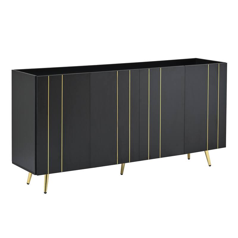 Luxurious Shoe Cabinet with 5 Metal Legs, Modern TV Stand with 4 Adjustable Shelves for TVs Up to 70"
