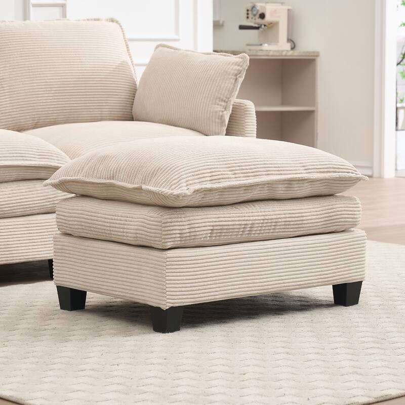 Oversized Modular Deep Seat Couch with Chaise, U-shaped Sectional Sofa with 2 Ottomans, 2 Lumbar Pillows and Double Cushions