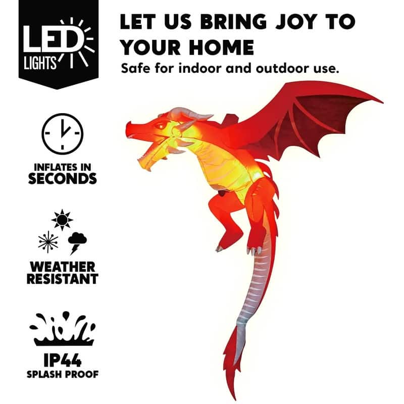 5 FT Halloween Inflatable Hanging Flying Dragon