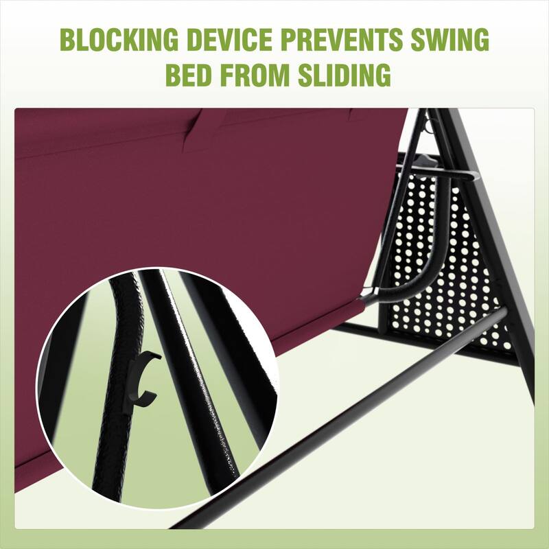 VEIKOUS 3-Seat 2-in-1 Convertible Patio Porch Swing with Adjustable Canopy Swing and Cushion