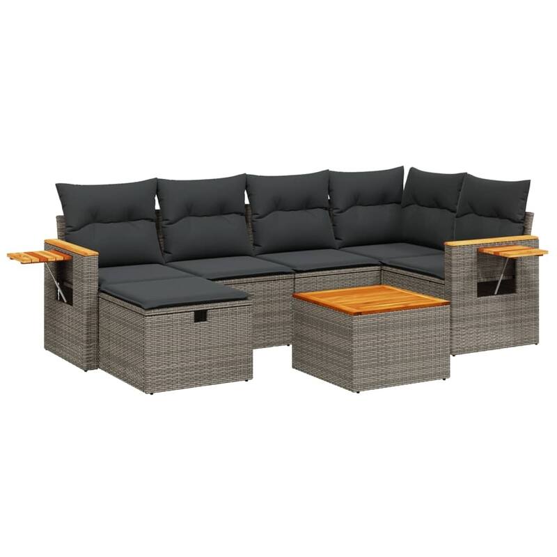 vidaXL Patio Sofa Set with Cushions Outdoor Conversation Furniture Poly Rattan