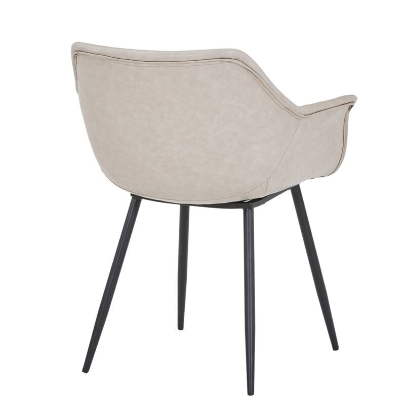 Markley Mid-Century Modern Vegan Leather Dining Chair - Waterproof Kitchen Side Chair with Matte Black Metal Legs