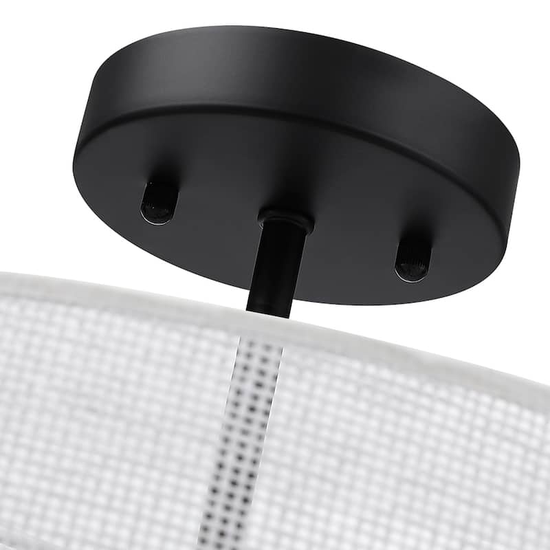 Bayou 3-Light Drum Semi-Flush Mount With Black Canopy - 16''W