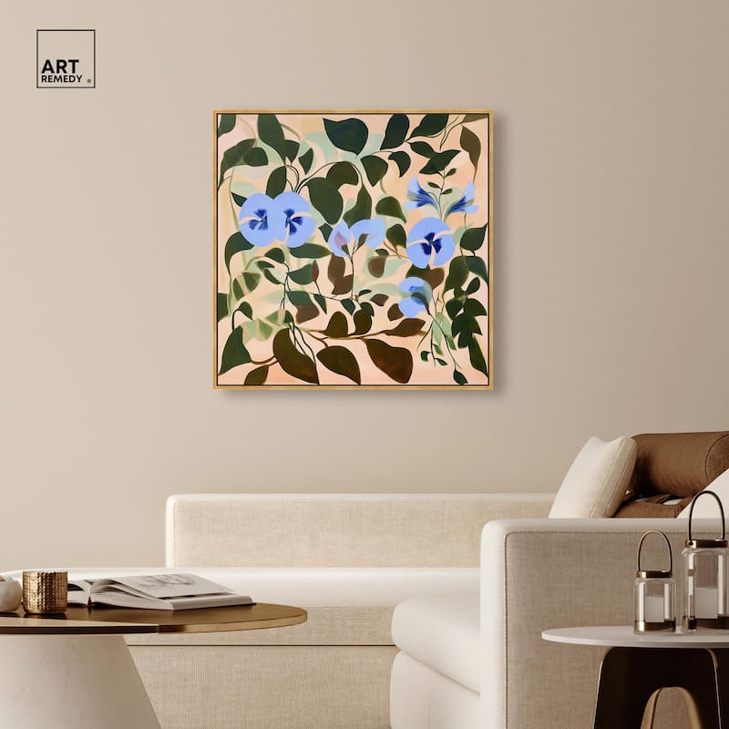 Naive Blue Flowers Canvas by Art Remedy